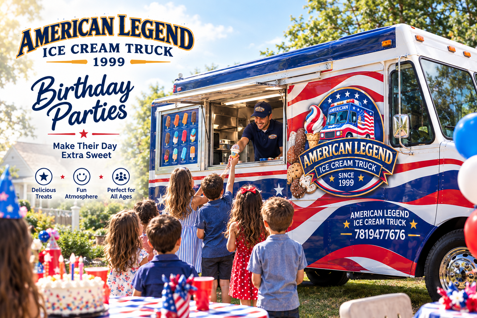 Birthday Parties catering by American Legend Ice Cream Truck