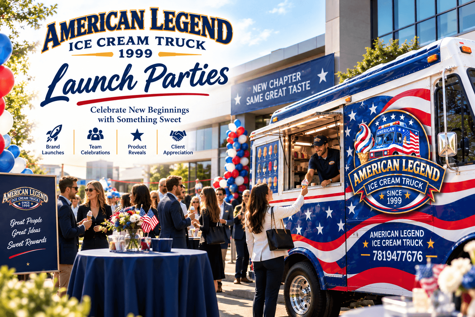 Launch Parties catering by American Legend Ice Cream Truck