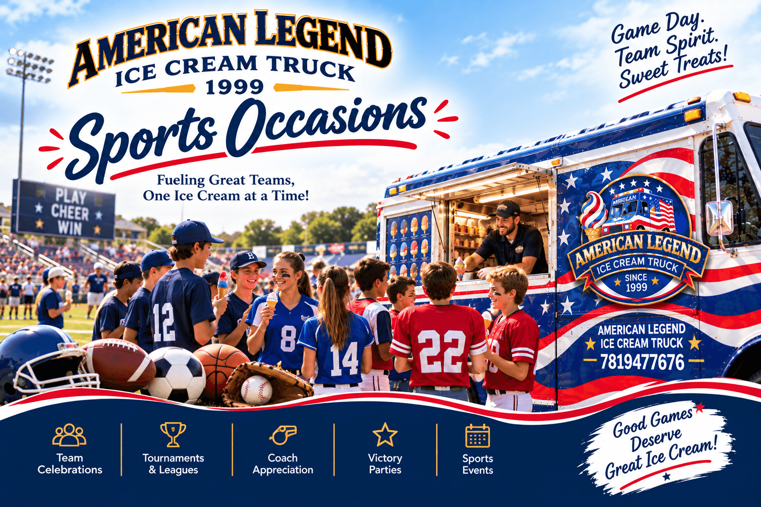 Sports Occasions catering by American Legend Ice Cream Truck