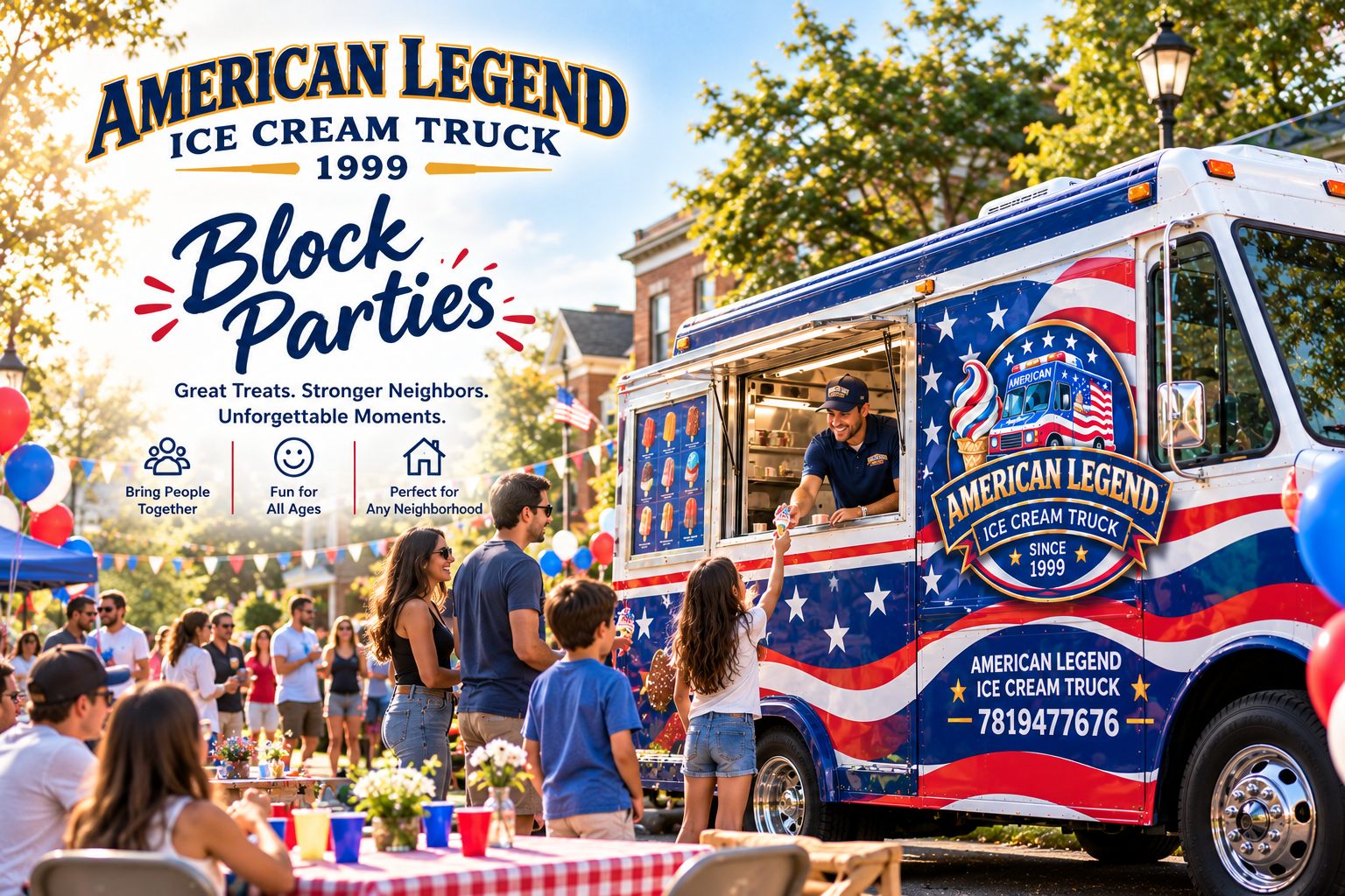 Neighborhood Block Parties catering by American Legend Ice Cream Truck