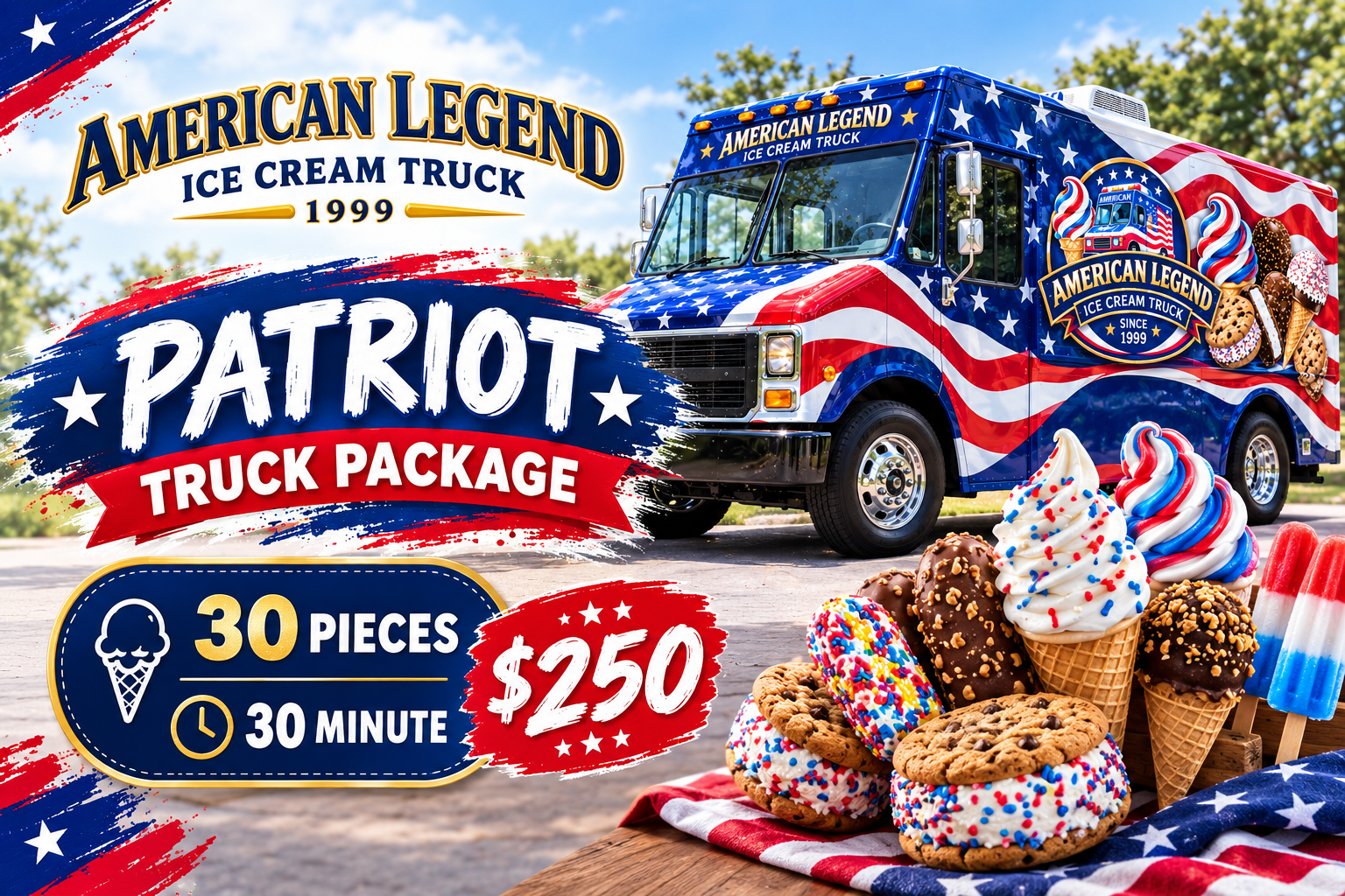 Patriot - American Legend ice cream truck catering package in New England