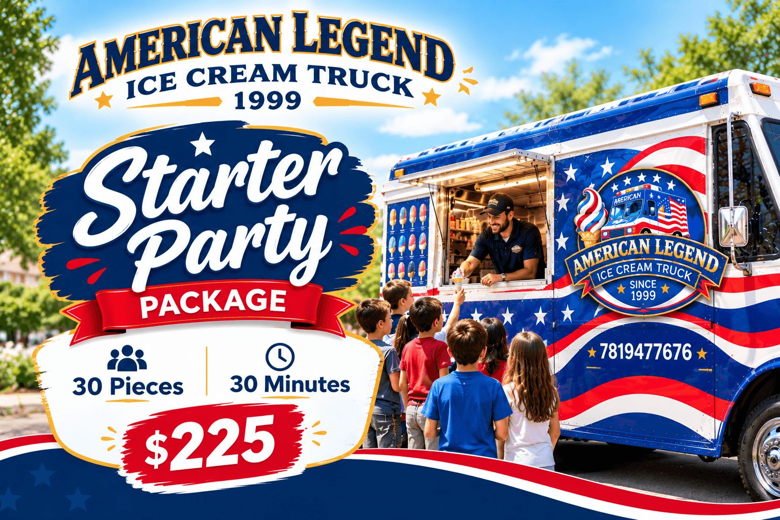Starter Party - American Legend ice cream truck catering package in New England