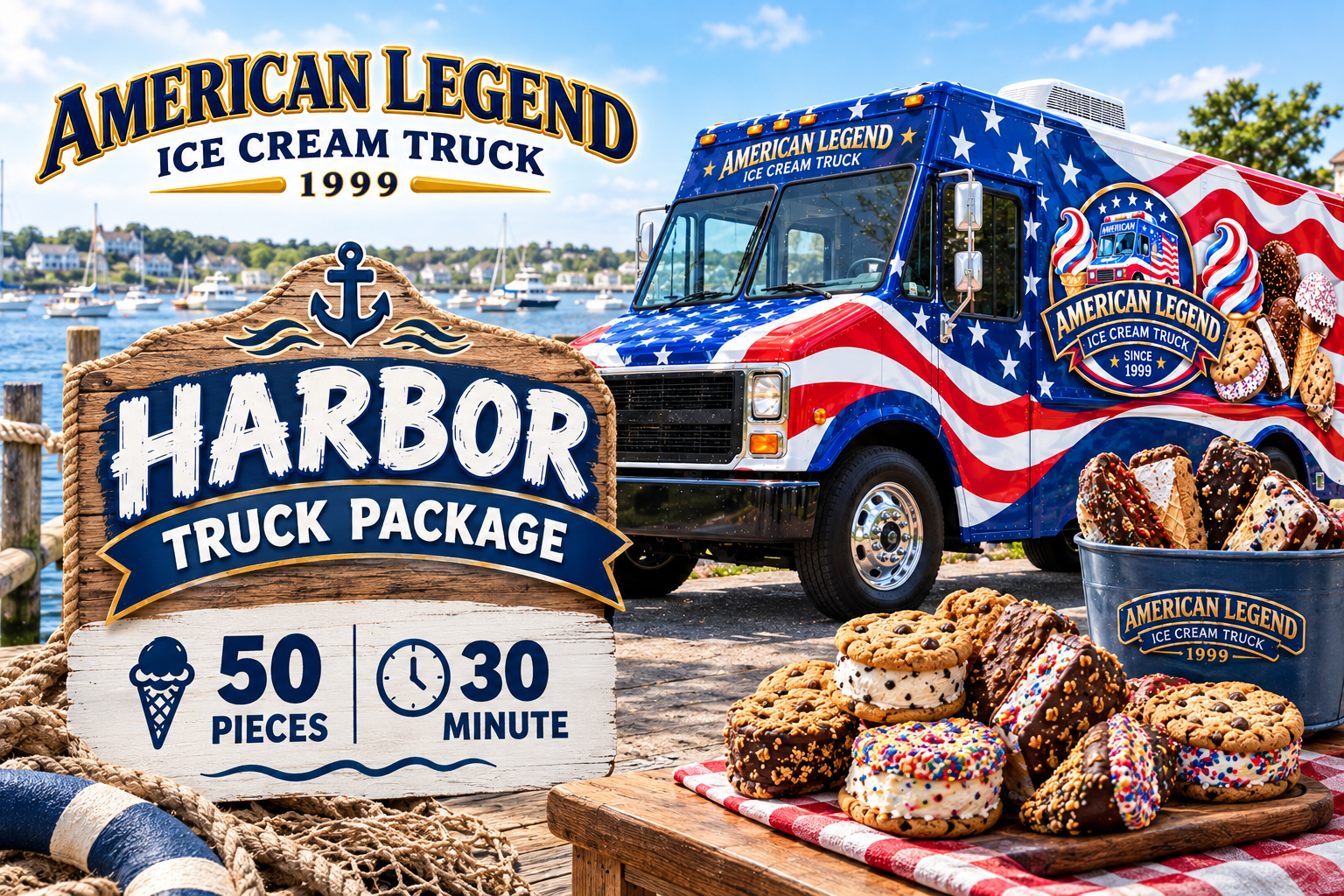 Reserve our Harbor for your event in MA Harbor - Premium ice cream truck catering package in New England